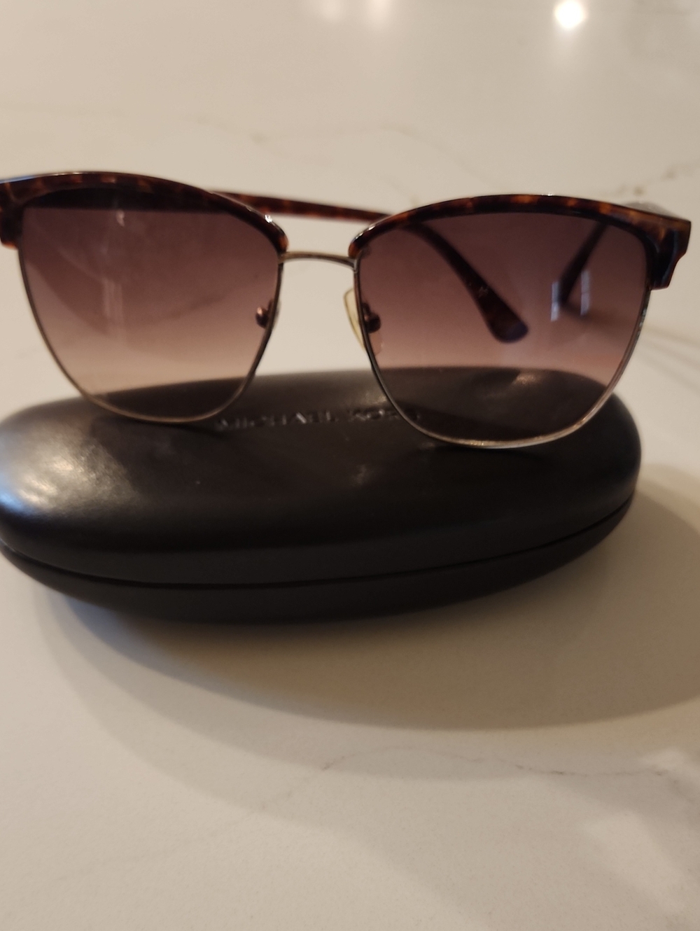 Michael Kors Tortoiseshell Frame Sunglasses with Gradient Brown Lenses Plus Case